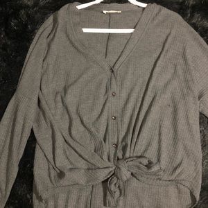 front tie button-down shirt